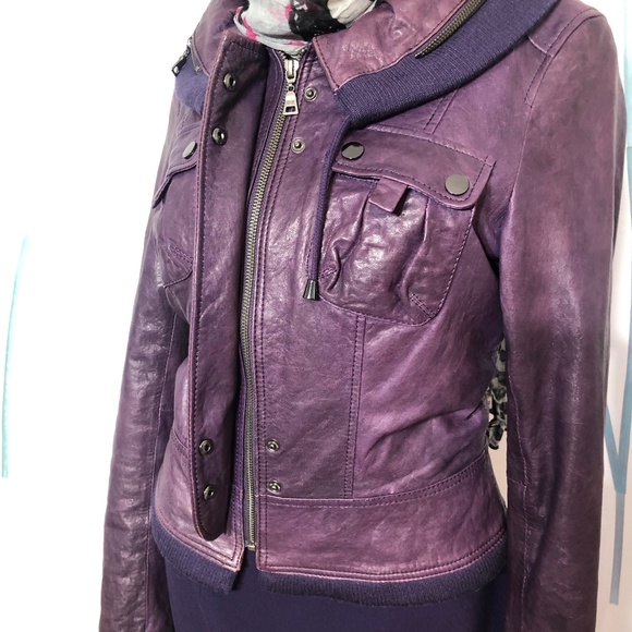 Leather jacket purple - Picture 8 of 12